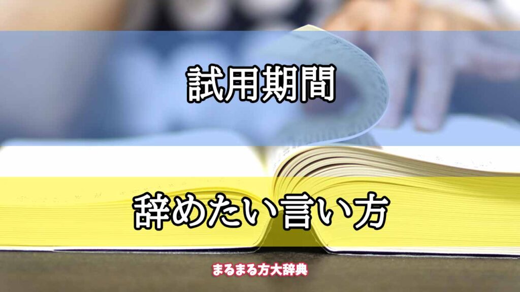 「試用期間」の辞めたい言い方【プロが解説!】 まるまる方大辞典 「試用期間」の辞めたい言い方【プロが解説!】 まるまる方大辞典
