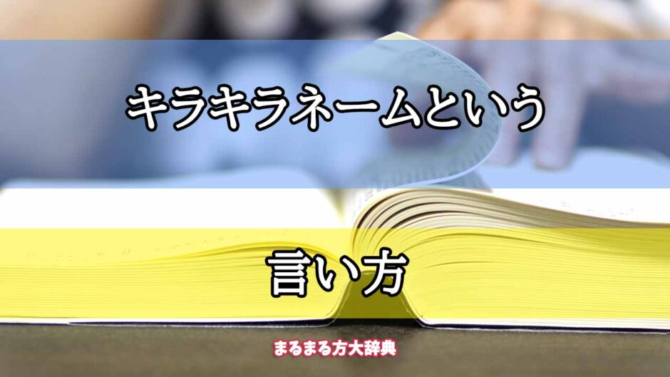 「キラキラネームという」の言い方【プロが解説！】