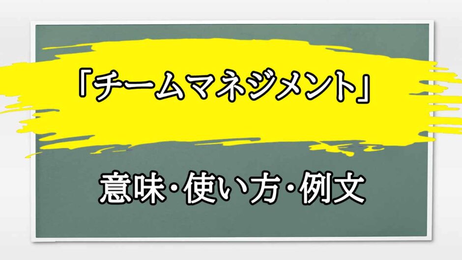 「チームマネジメント」の例文と意味・使い方をビジネスマンが解説