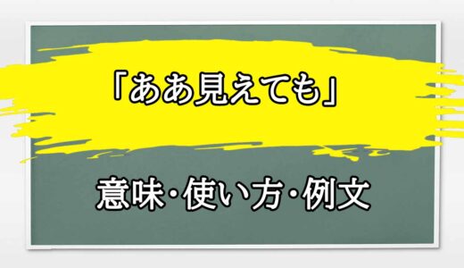 「ああ見えても」の例文と意味・使い方をビジネスマンが解説