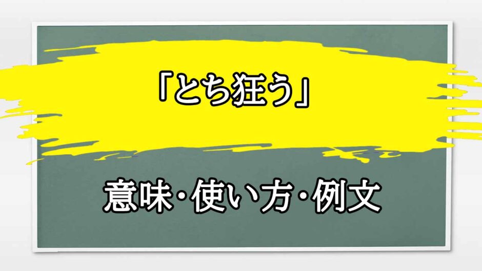 「とち狂う」の例文と意味・使い方をビジネスマンが解説