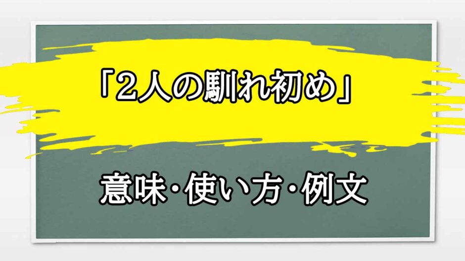 「2人の馴れ初め」の例文と意味・使い方をビジネスマンが解説