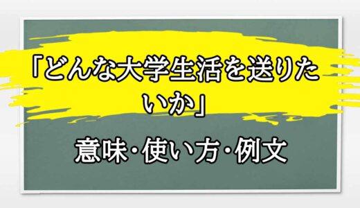 「どんな大学生活を送りたいか」の例文と意味・使い方をビジネスマンが解説