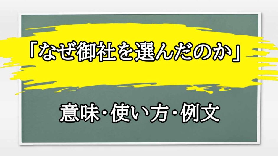 「なぜ御社を選んだのか」の例文と意味・使い方をビジネスマンが解説