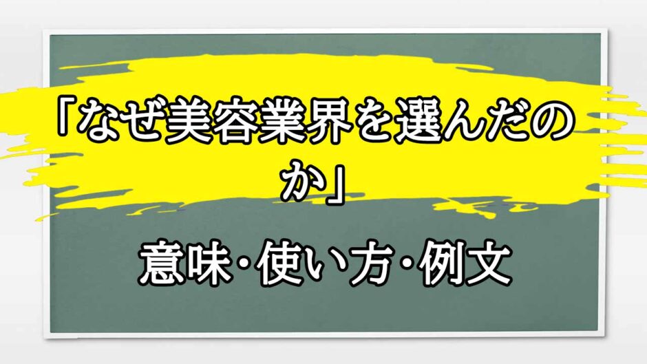 「なぜ美容業界を選んだのか」の例文と意味・使い方をビジネスマンが解説