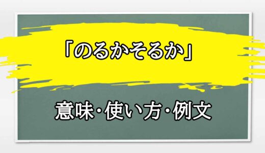 「のるかそるか」の例文と意味・使い方をビジネスマンが解説