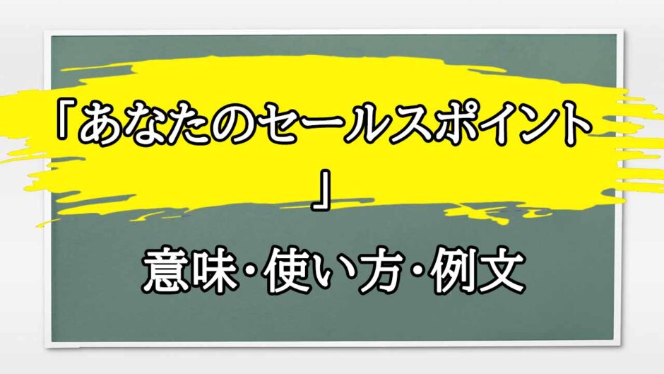 「あなたのセールスポイント」の例文と意味・使い方をビジネスマンが解説