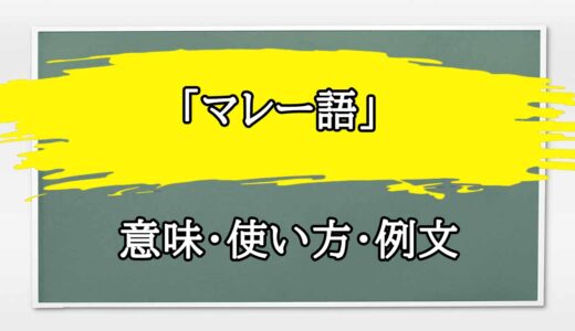 「マレー語」の例文と意味・使い方をビジネスマンが解説