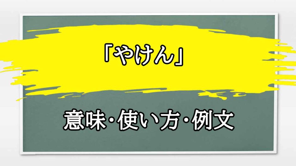 「やけん」の例文と意味・使い方をビジネスマンが解説