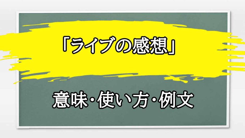 「ライブの感想」の例文と意味・使い方をビジネスマンが解説