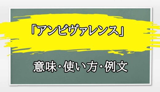 「アンビヴァレンス」の例文と意味・使い方をビジネスマンが解説