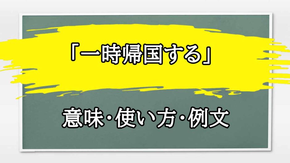「一時帰国する」の例文と意味・使い方をビジネスマンが解説