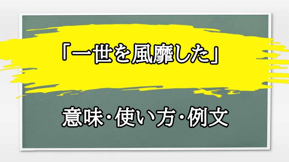 「一世を風靡した」の例文と意味・使い方をビジネスマンが解説