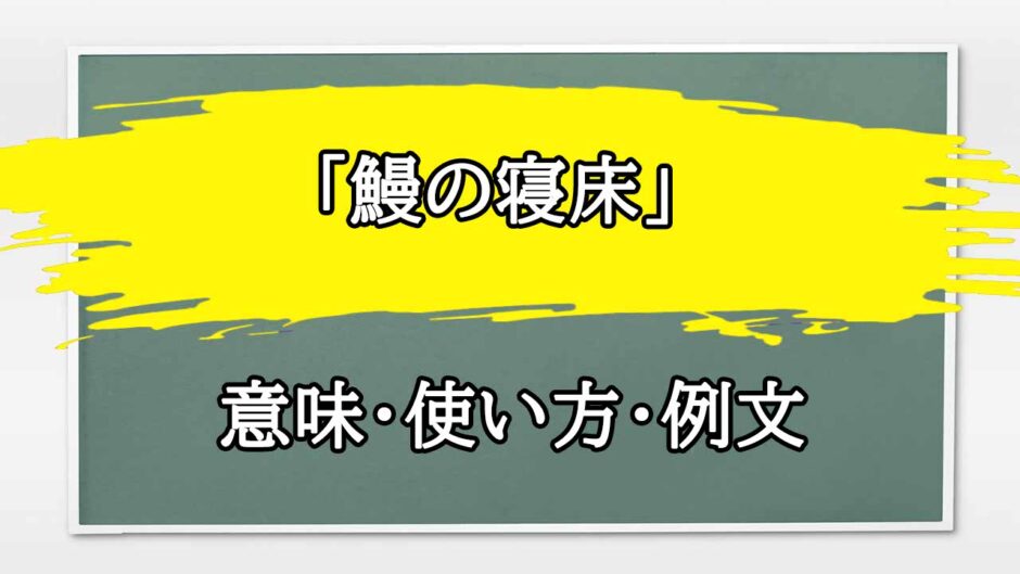 「鰻の寝床」の例文と意味・使い方をビジネスマンが解説