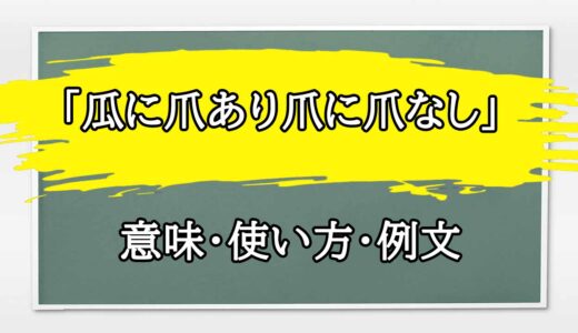 「瓜に爪あり爪に爪なし」の例文と意味・使い方をビジネスマンが解説