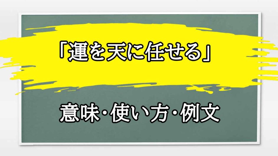 「運を天に任せる」の例文と意味・使い方をビジネスマンが解説