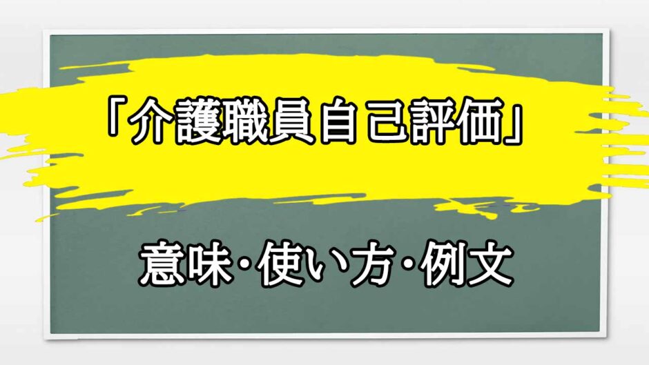 「介護職員自己評価」の例文と意味・使い方をビジネスマンが解説