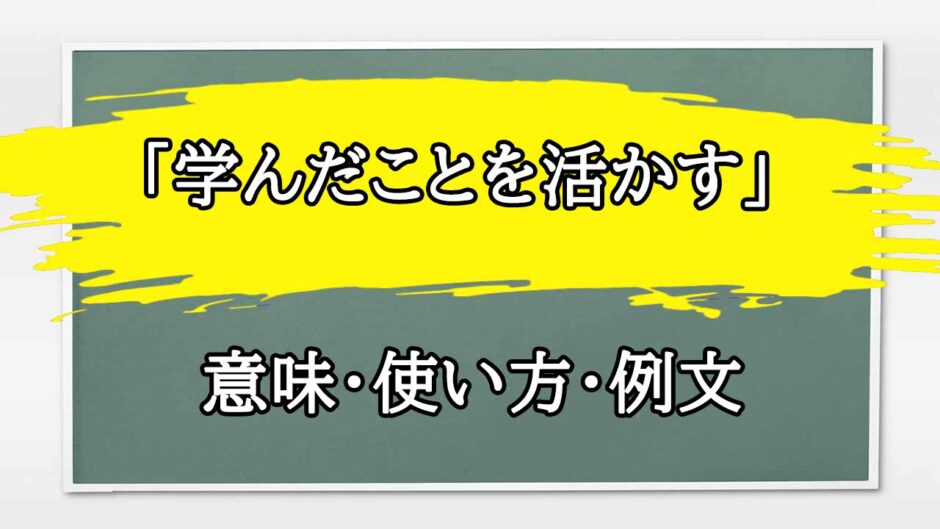 「学んだことを活かす」の例文と意味・使い方をビジネスマンが解説