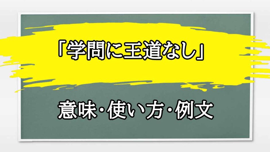 「学問に王道なし」の例文と意味・使い方をビジネスマンが解説