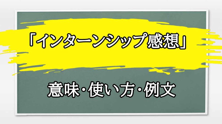 「インターンシップ感想」の例文と意味・使い方をビジネスマンが解説