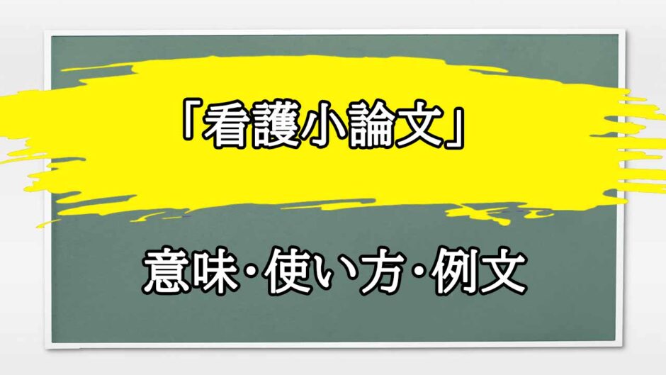 「看護小論文」の例文と意味・使い方をビジネスマンが解説