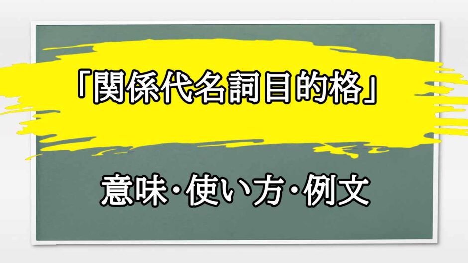 「関係代名詞目的格」の例文と意味・使い方をビジネスマンが解説