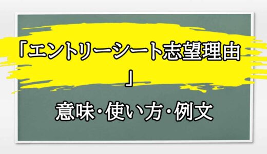 「エントリーシート志望理由 」の例文と意味・使い方をビジネスマンが解説