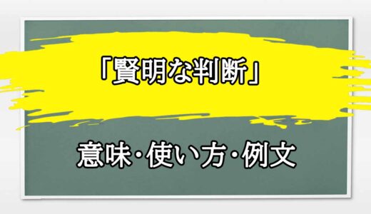 「賢明な判断」の例文と意味・使い方をビジネスマンが解説