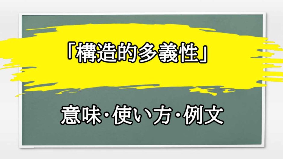 「構造的多義性」の例文と意味・使い方をビジネスマンが解説