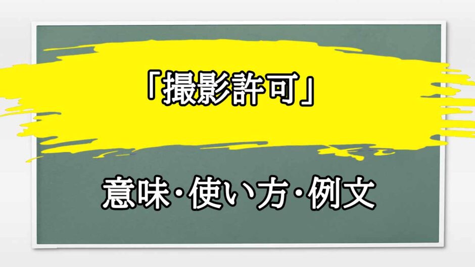 「撮影許可」の例文と意味・使い方をビジネスマンが解説
