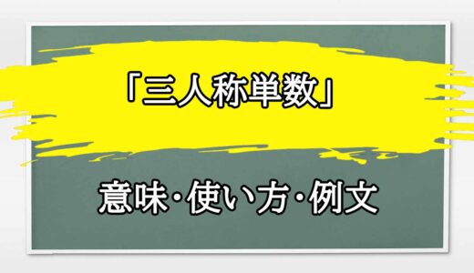 「三人称単数」の例文と意味・使い方をビジネスマンが解説