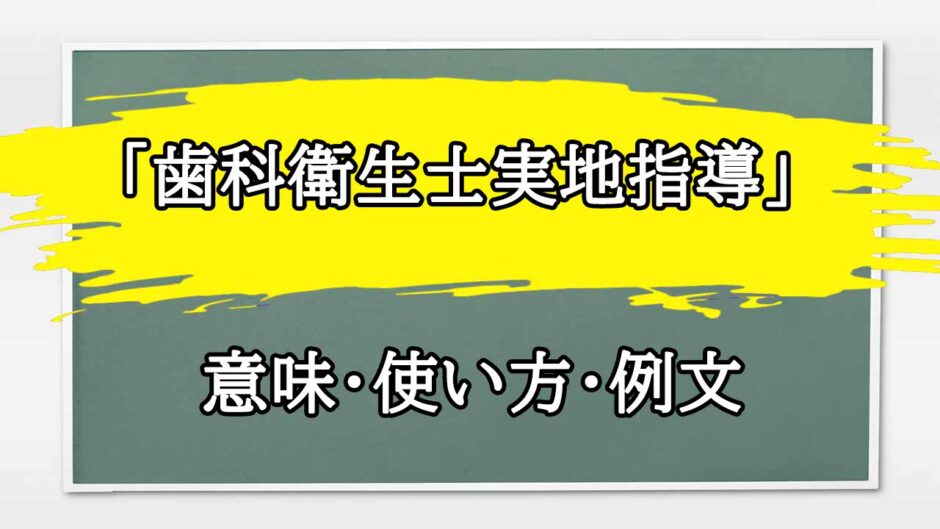 「歯科衛生士実地指導」の例文と意味・使い方をビジネスマンが解説