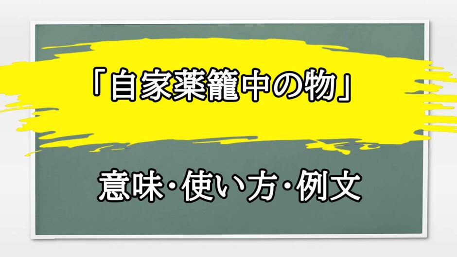 「自家薬籠中の物」の例文と意味・使い方をビジネスマンが解説