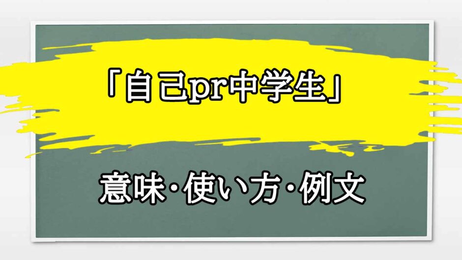 「自己pr中学生」の例文と意味・使い方をビジネスマンが解説