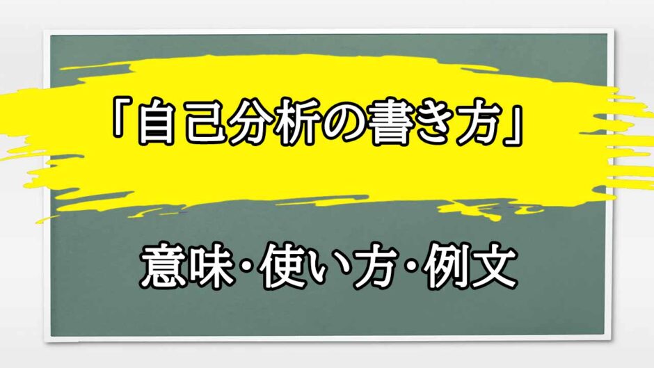 「自己分析の書き方」の例文と意味・使い方をビジネスマンが解説