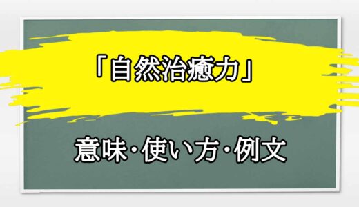 「自然治癒力」の例文と意味・使い方をビジネスマンが解説