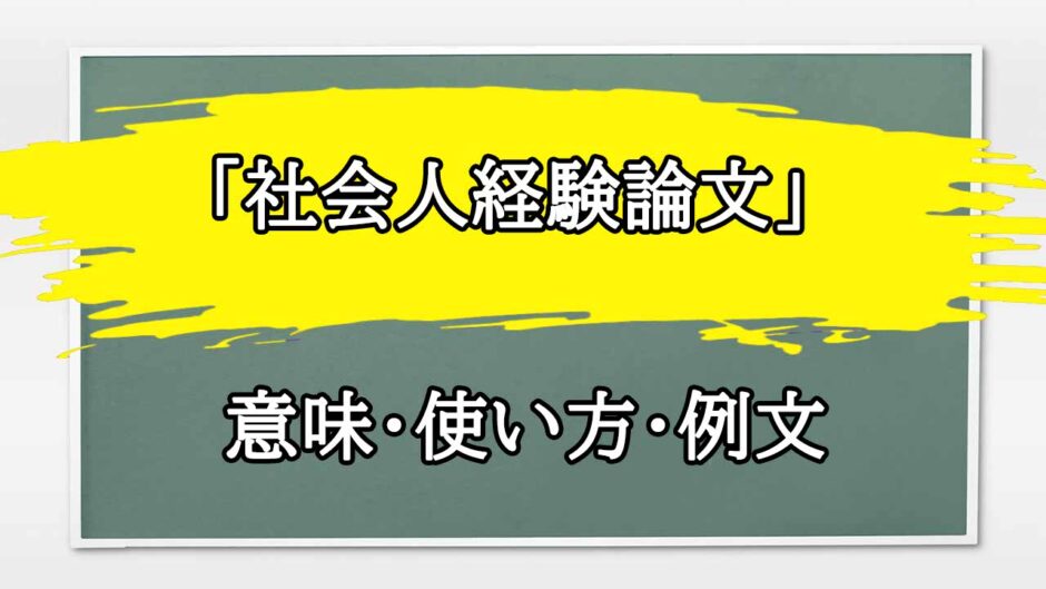 「社会人経験論文」の例文と意味・使い方をビジネスマンが解説