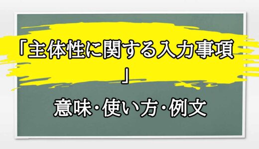 「主体性に関する入力事項」の例文と意味・使い方をビジネスマンが解説