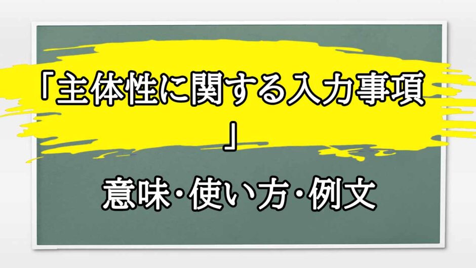 「主体性に関する入力事項」の例文と意味・使い方をビジネスマンが解説