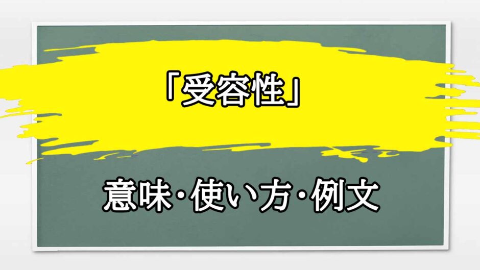 「受容性」の例文と意味・使い方をビジネスマンが解説