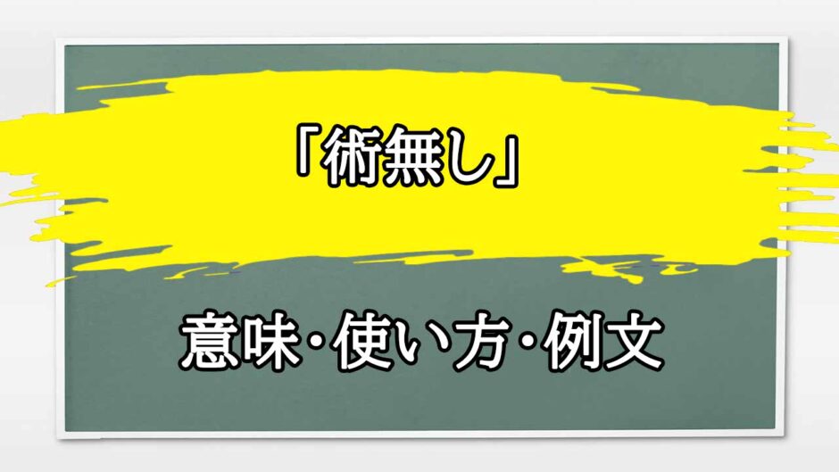 「術無し」の例文と意味・使い方をビジネスマンが解説