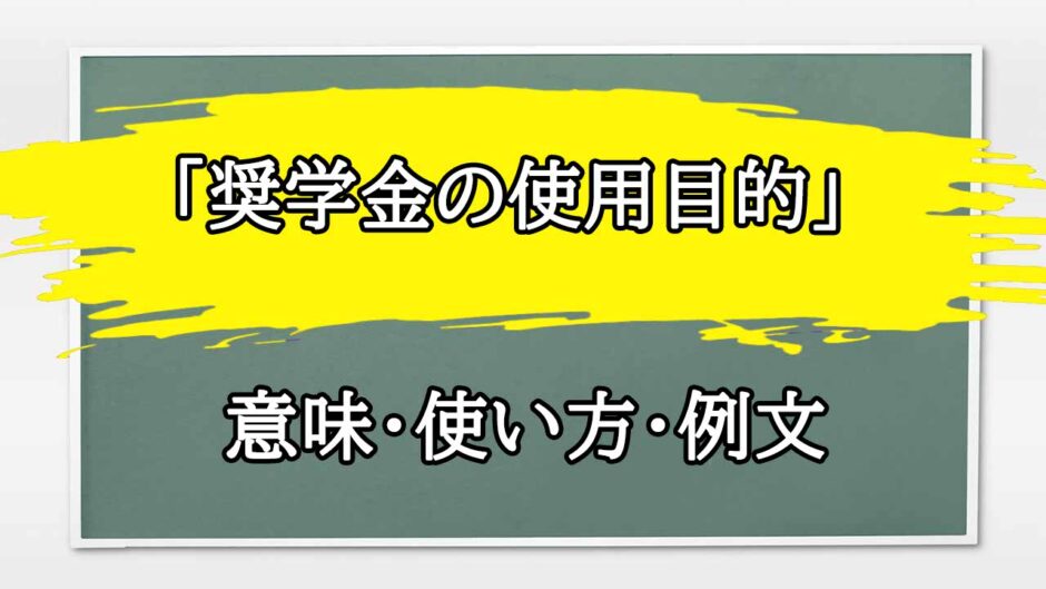 「奨学金の使用目的」の例文と意味・使い方をビジネスマンが解説