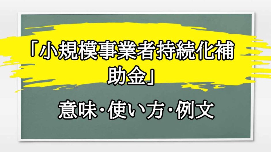 「小規模事業者持続化補助金」の例文と意味・使い方をビジネスマンが解説
