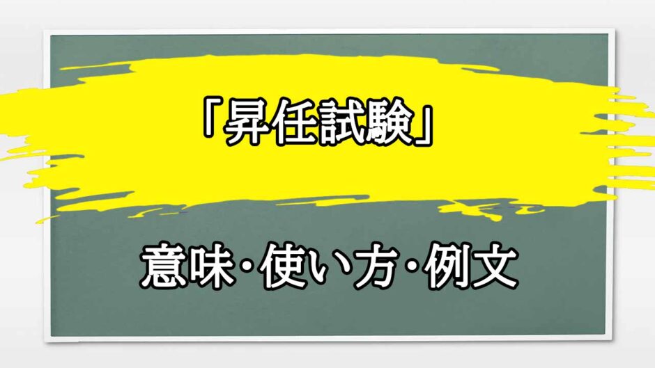 「昇任試験」の例文と意味・使い方をビジネスマンが解説