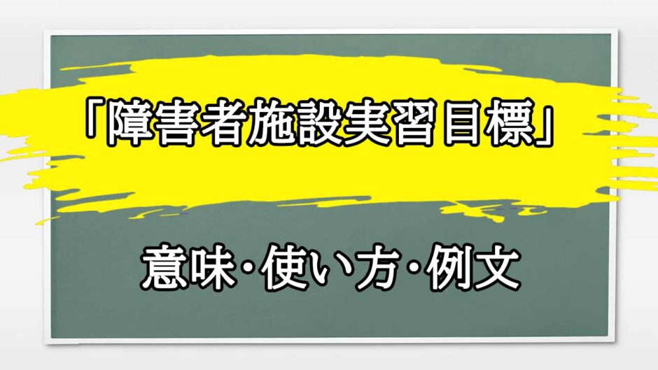 「障害者施設実習目標」の例文と意味・使い方をビジネスマンが解説