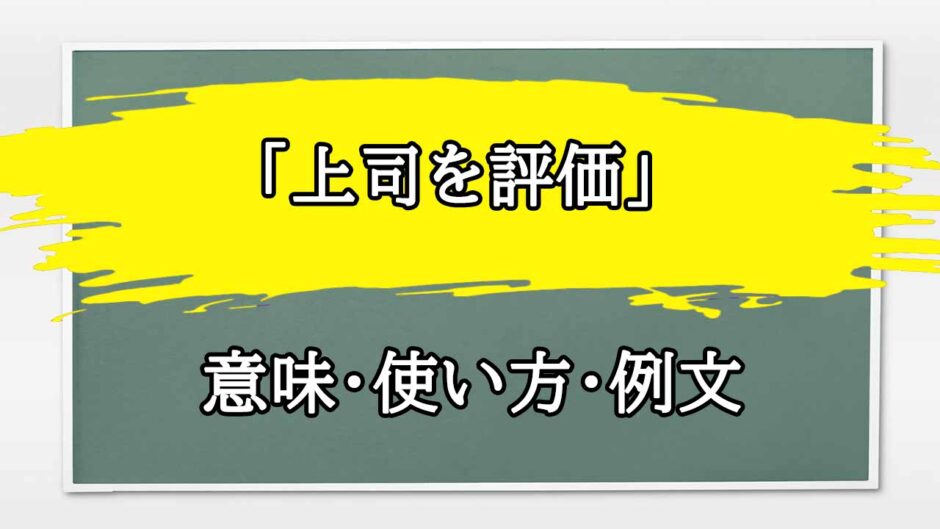 「上司を評価」の例文と意味・使い方をビジネスマンが解説