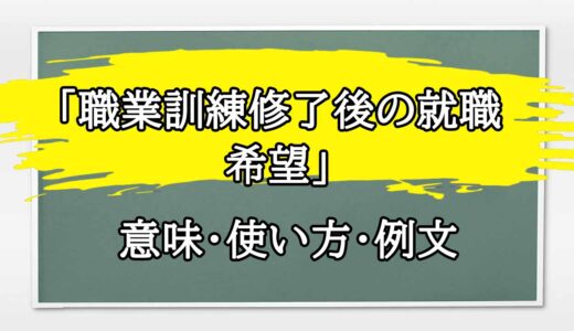 「職業訓練修了後の就職希望」の例文と意味・使い方をビジネスマンが解説