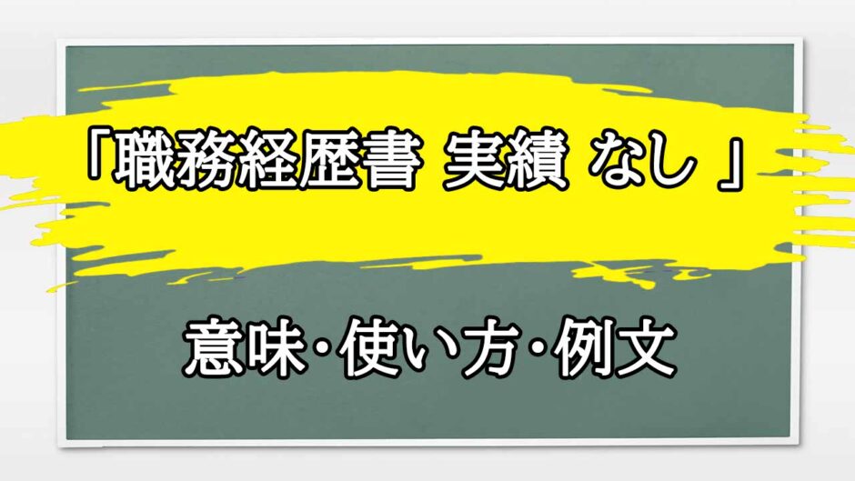 「職務経歴書 実績 なし 」の例文と意味・使い方をビジネスマンが解説