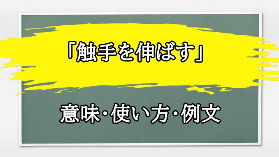 「触手を伸ばす」の例文と意味・使い方をビジネスマンが解説