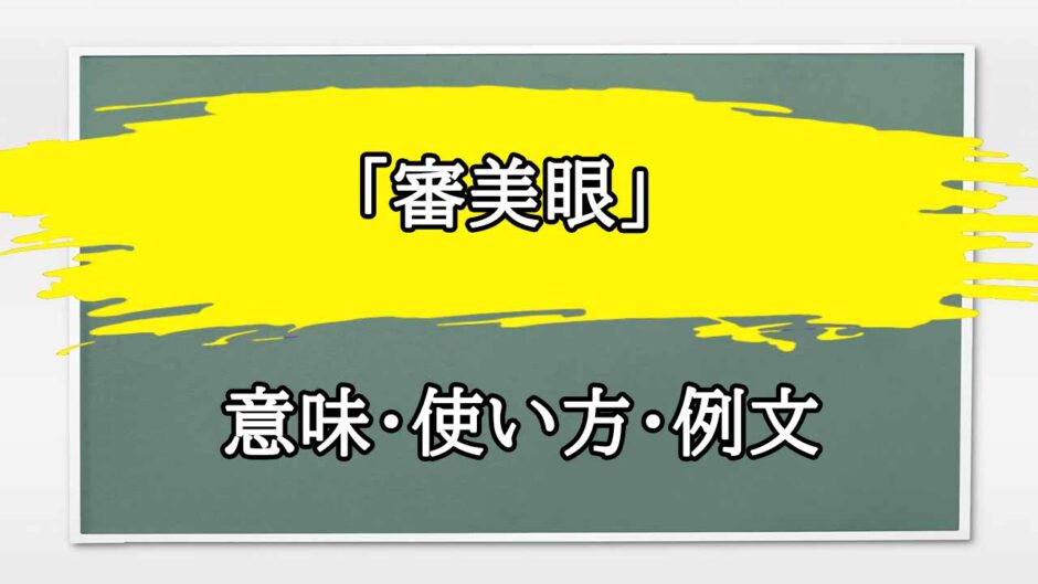 「審美眼」の例文と意味・使い方をビジネスマンが解説